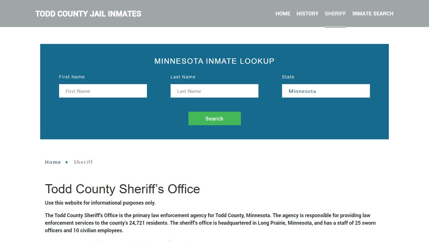 Todd County Sheriff, MN Arrest Warrant Lookup